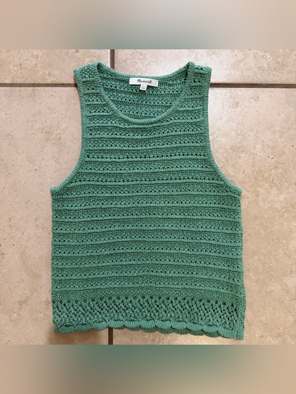 Madewell Plus Kellen Crocheted Sweater Tank Trellis Green XXS